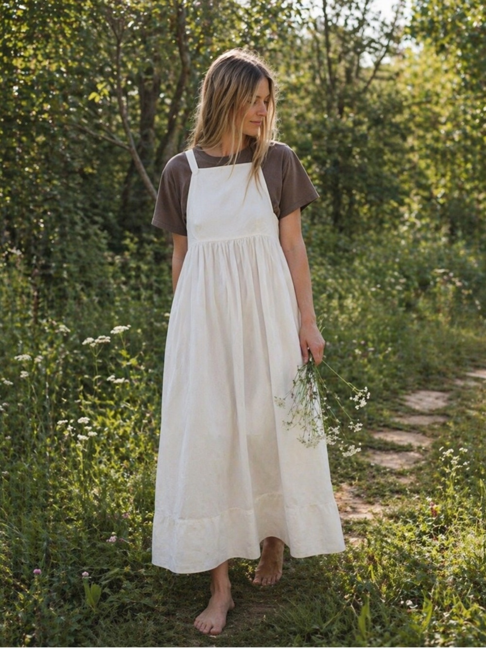 NWT Rudy Jude Organic Cotton Adult Apron Dress in Salt Size S